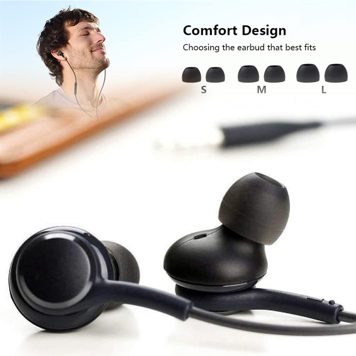 Casti cu fir, conector USB-C, In-Ear, controler si microfon pe fir, compatibile cu telefoane Samsung / Huawei / Xiaomi / Moto / Oppo, lungime 1.2m, Negre