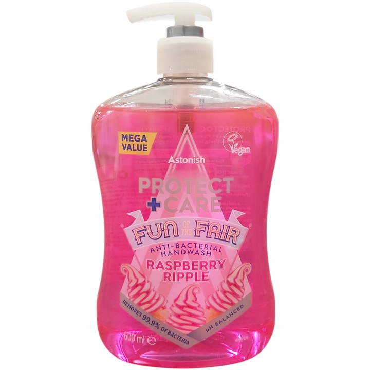Сапун Astonish, течен, антибактериален, малина, 600 мл