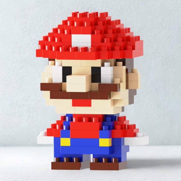 Set constructie Mario, 162 piese cu mini personaj din desene animate, jucarie creativa si educativa pentru copii si adulti, ideal pentru cadouri