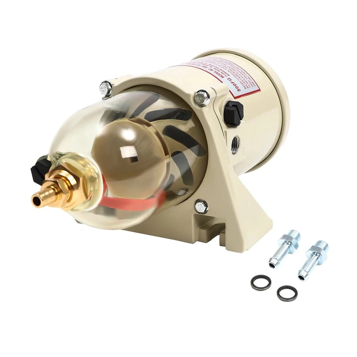 Сепаратор горивен филтър дизел, 227 LPH, 15 PSI, алуминиева сплав, прозрачна купа