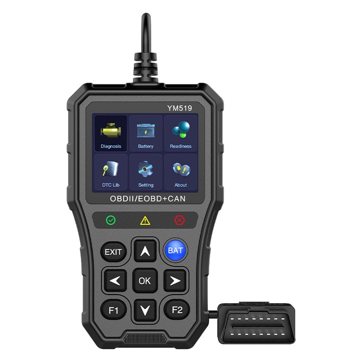 Instrument de diagnosticare si scanare a masinii, ODB2, interogare DTC, citire si stergere coduri de eroare, ecran color de 2, 8 inchi, suport pentru noua protocoale, flux de date, 10 moduri de diagnosticare, negru
