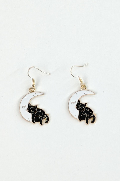 Set cercei Moon Cat, Negru/Auriu, Shein