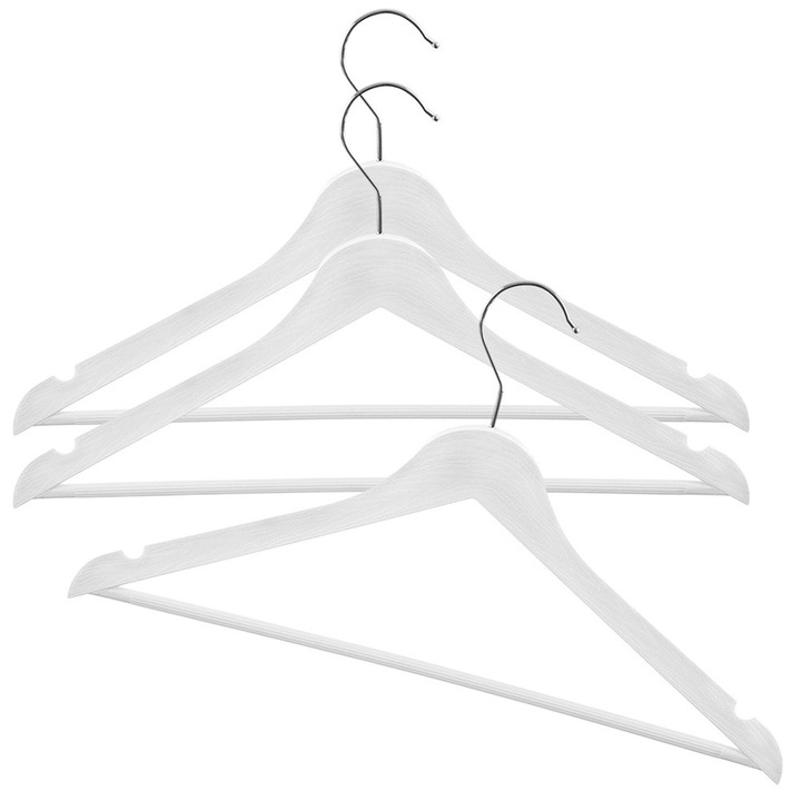 Комплект от 3 бели закачалки за дрехи, Artemis, 42,5x24x1см