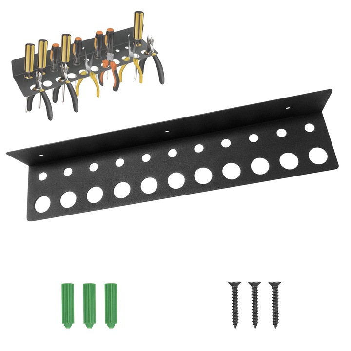 Organizator scule, qipuneky, 11 gauri mari si 11 gauri mici, otel, negru