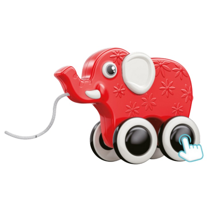 Jucarie de tras, LEAN TOYS, elefant rosu, ecologic, 19,5x14x9,5cm