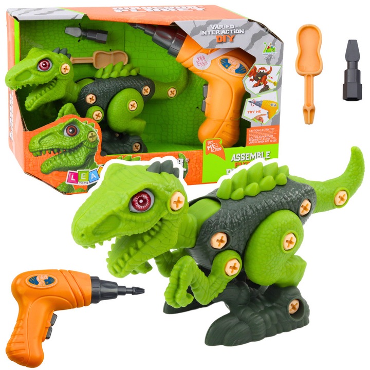 Dinoszaurusz összeszerelő készlet, LEAN TOYS, 20x14x7cm, zöld