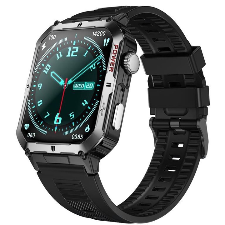 Смарт часовник T-FIT 500 S, AMOLED екран, пулс, кръвно налягане, SpO2, Bluetooth обаждания, IP68, сребрист, Trevi