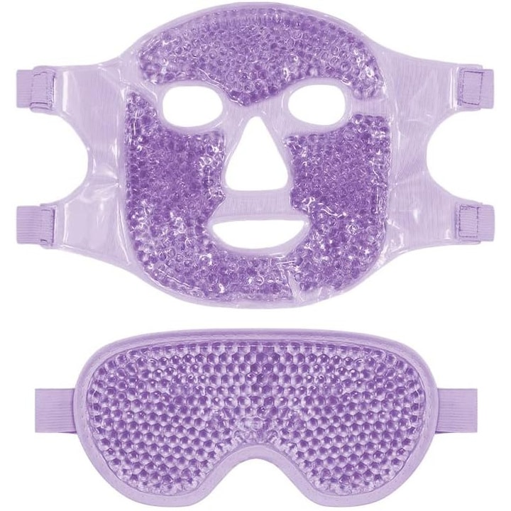 YY YITIKA, Set masca faciala si pentru ochi, compresa rece/calda, reutilizabila, reglabila, elimina oboseala, stresul, simptomele migrenei, Violet