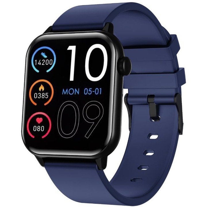 Смарт часовник Trevi T-FIT 201 A, 1.85" AMOLED екран, пулс, кръвно налягане, Bluetooth обаждания, IP67, черен