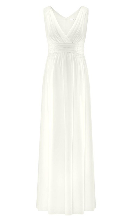 Рокля за бременни, максимална дължина, удобна, за специални поводи, текстил, 32 EU, бял