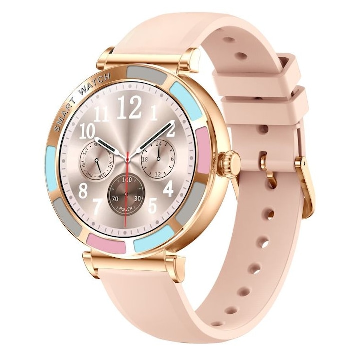 Smart Watch T-FIT 245 L, ecran 1.27", puls, tensiune, apelare prin Bluetooth, IP67, roz, Trevi