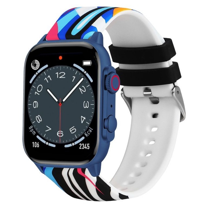 T-FIT 458 A okosóra, AMOLED kijelző, pulzusmérő, vérnyomásmérő, Bluetooth hívás, IP68, kék, Trevi