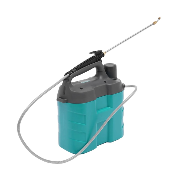 8L kerti permetező, akkumulátoros hátizsák permetező, 2200mAh akkumulátor 3 óra üzemidővel, teleszkópos lándzsa 45–76cm, állítható fúvóka, kék