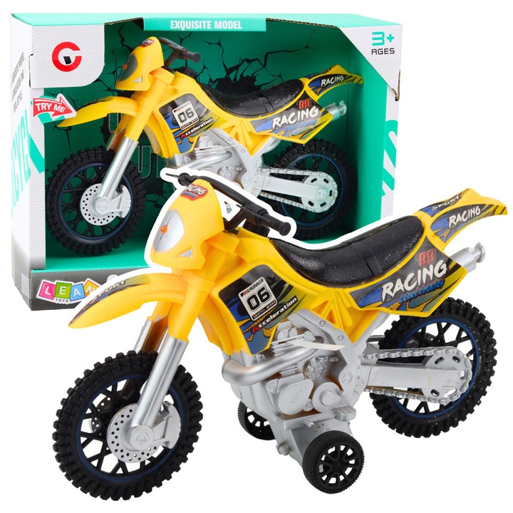 Terepjáró játékmotor, LEAN TOYS, sárga, fény- és hangeffektusokkal, 27x16,5x9,5cm