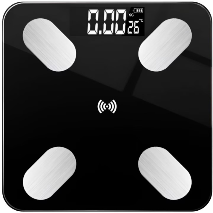Смарт кантар 17 в 1 с Bluetooth, LCD дисплей и мобилно приложение – черна, 26x26x2.2 см