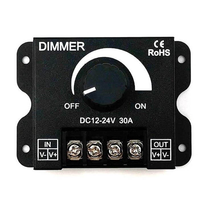 Димер за LED ленти, ръчно управление, 12V-24V, 30A, черен, Dactylion®