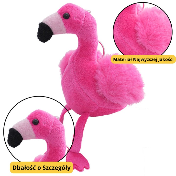 Breloc cu Flamingo Plusat, LEAN TOYS, Roz, 12cm