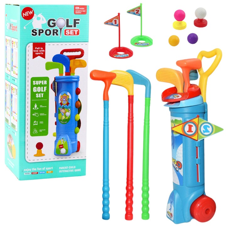 Детски комплект за голф, LEAN TOYS, 20 елемента, 4 топки, многоцветен, 105x26см
