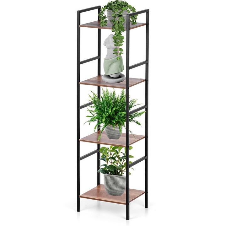 Raft metalic, Trends4You, 4 polite, negru, 29,5x23,5x106,5 cm