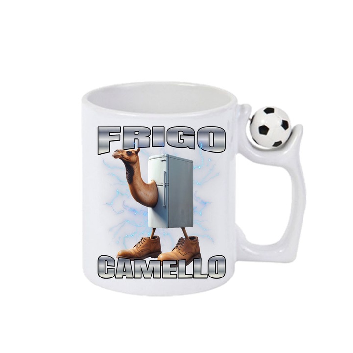 Cana Frigo Camello - Tralalero Tralala, Ceramica. Cri-Flo, Minge rotativa antistres, Maner si interior Alb-Negru