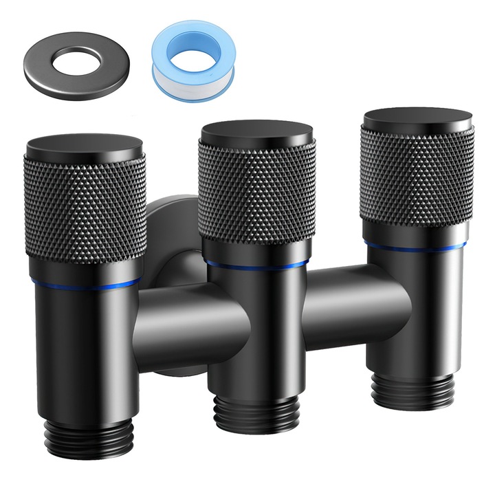 3-пътен контролен вентил, qipuneky, мед/неръждаема стомана, 20 мм, 1/2 инча, тъмносив