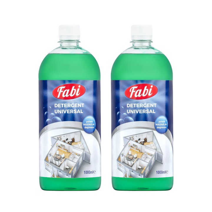 Pachet 2 x Detergent universal, Fabi, 1L, curata eficient toate suprafetele