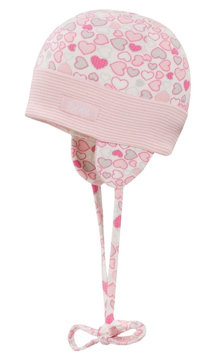 Caciula tricotata cu legare Doll, captusita, roz, dimensiune universala