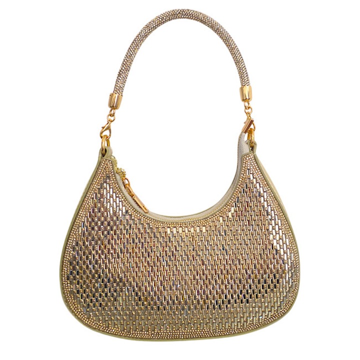 FIZ HOBO estélyi táska, strasszokkal és levehető pánttal, ARANY, FashionForYou