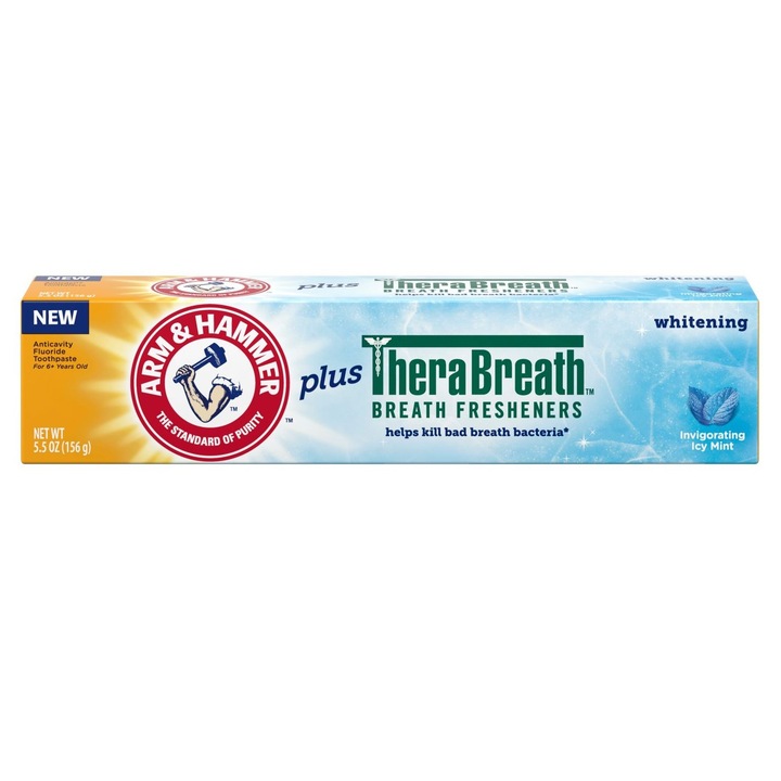 Паста за зъби, Arm & Hammer, Plus Thera Breath, избелваща, за избелване на зъби, със сода бикарбонат, 156гр