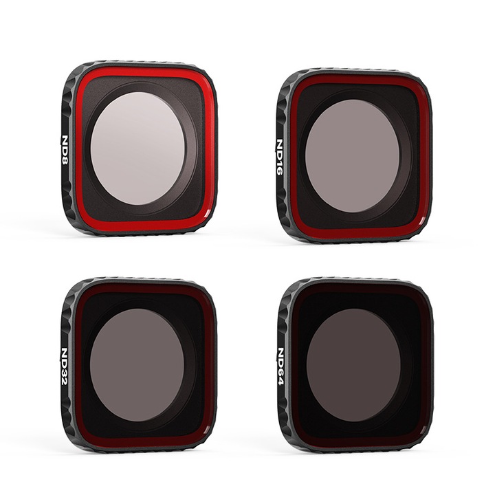 Akciókamera szűrő, 4 darabos készlet Insta360 Ace Pro, ND8+ND16+ND32+ND64 kamerákhoz, HD objektívvel, vízálló és kopásálló, fekete