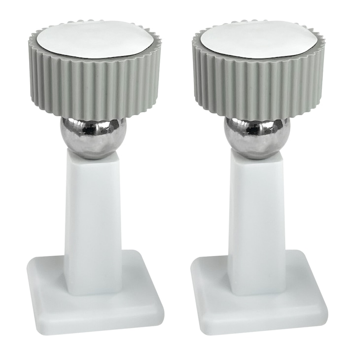 Set 2 opritoare de usa magnetice, qipuneky, silicon/polipropilena, rezistente la uzura, gri/alb