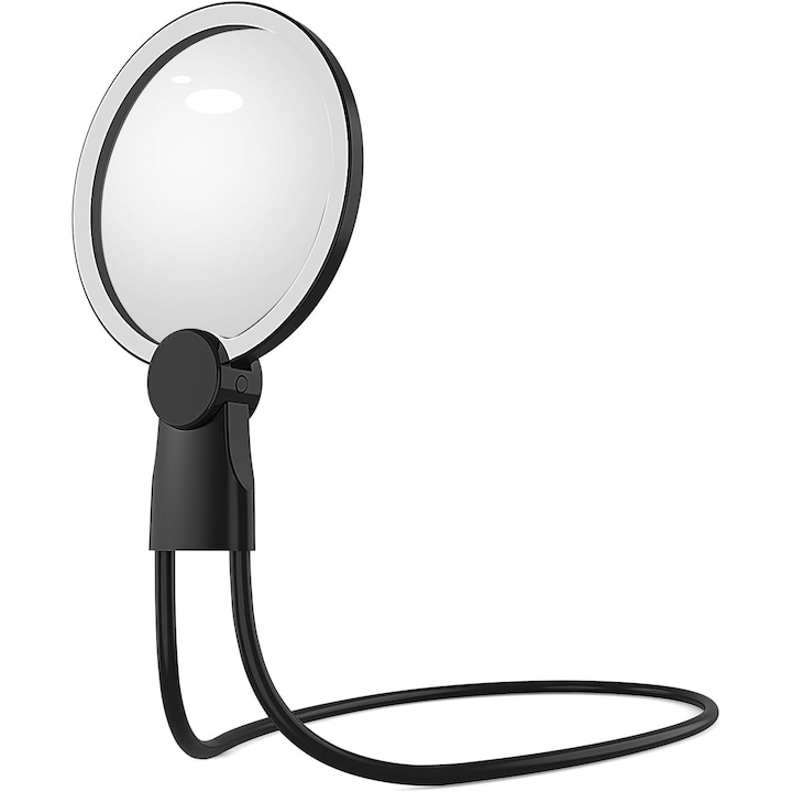 Lupa cu lumina, lupa de 5, 1 inci 5X cu suport, 24 LED-uri, perfecta pentru cititul cartilor, 1000mAH, cablu USB + laveta de curatare a lentilelor