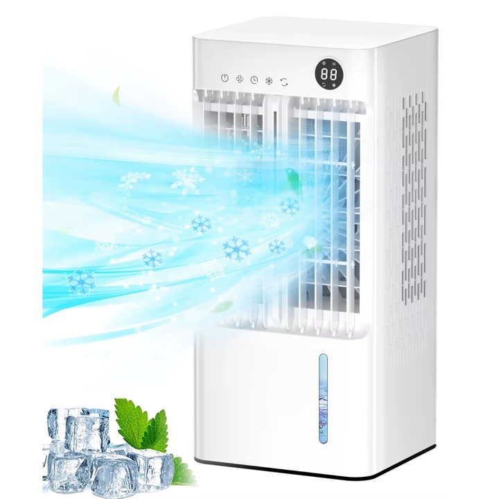 7LIFE 4 в 1 преносим охладител за въздух, овлажнител, пречиствател, бял, 30x45 см