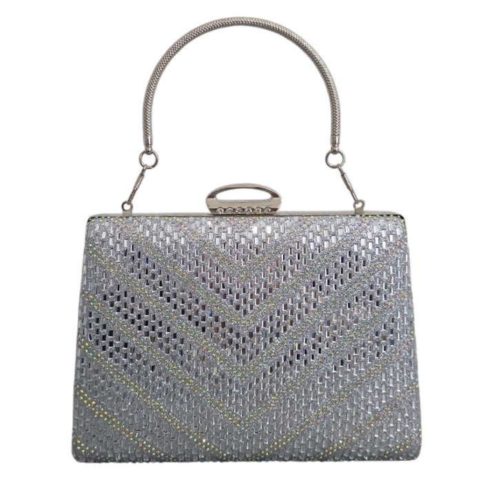 SUN POP alkalmi táska, többszínű strasszokkal, ezüst, FashionForYou