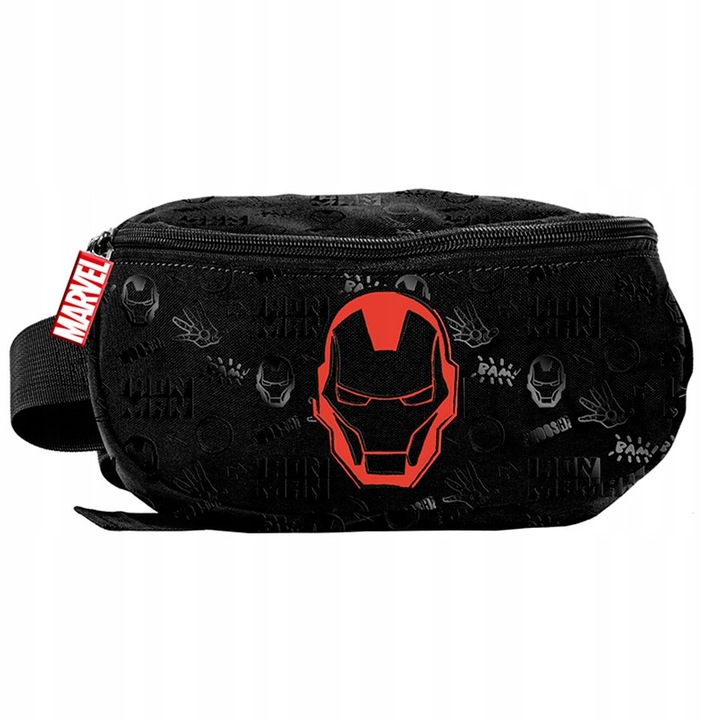 BeUniq Avengers sporttáska, nagy rekesszel, állítható pánttal, fekete