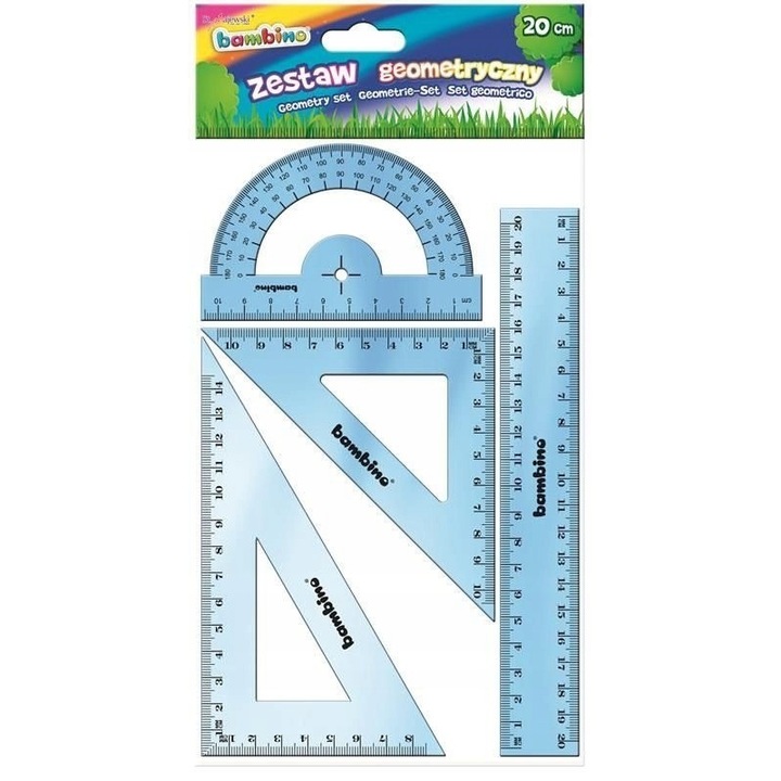 Set geometric 4 piese, linie 20 cm, 2 x echer, Bambino