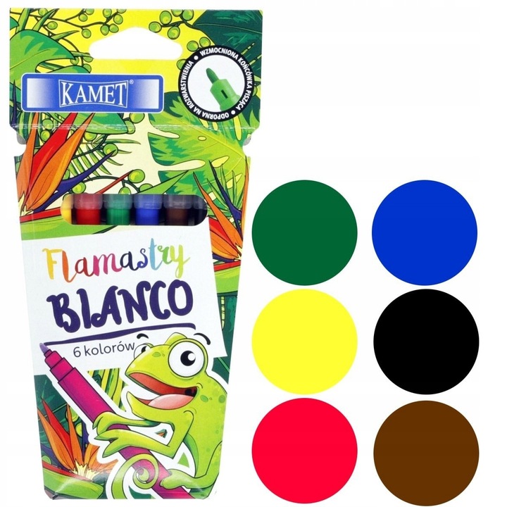 Pisaki zmywalne flamastri BIANCO KAMET set 6 culori, 0,9-1mm, multicolor