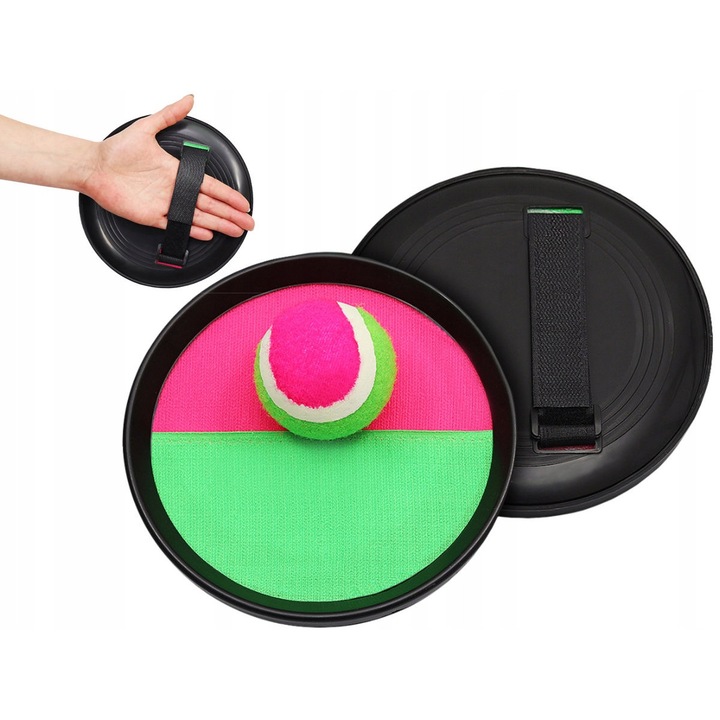 Catch Ball interaktív játékkészlet, Midex, 2 ütővel, rózsaszín-zöld, mozgáskoordinációs játék