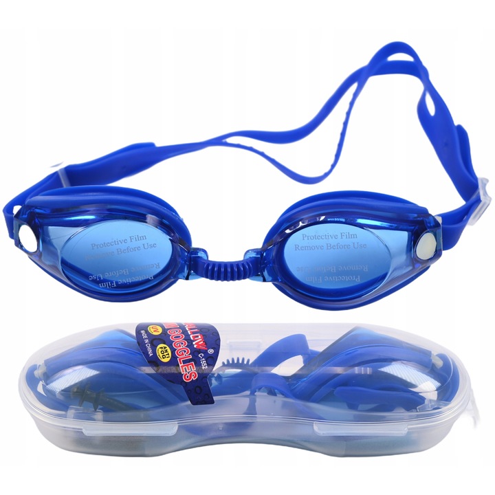 Ochelari de inot Midex, reglabili, cu protectie UV, lentile antifog, set cu etui