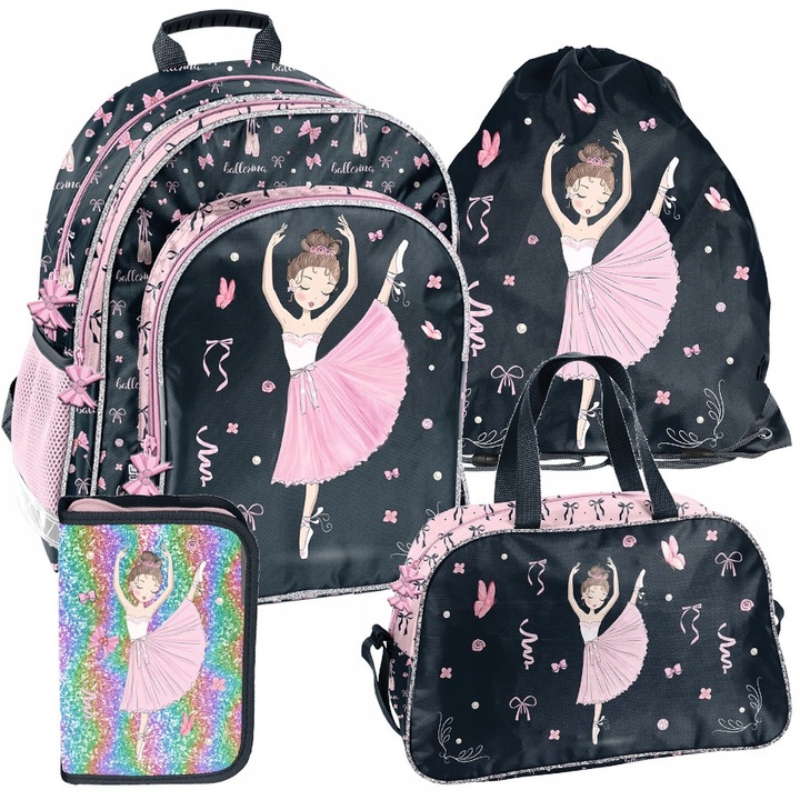 Ghiozdan scolar ergonomic, PASO, Balerina, Rucsac, Inima