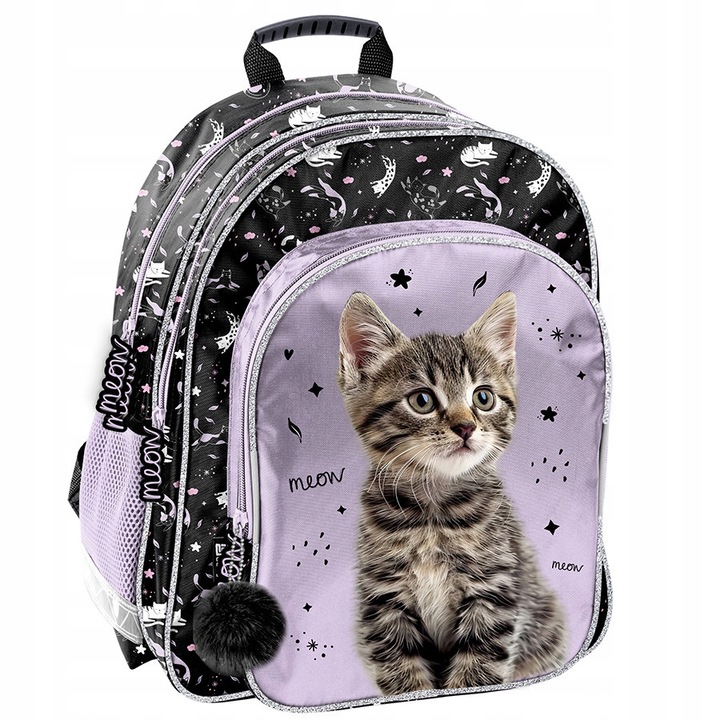 Iskolatáska szett PASO, macska, 38x28x15cm, 19l, poliészter, könnyű, vízálló