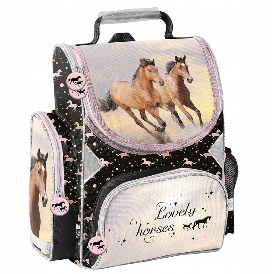 Set scolar PASO ghiozdan cai 41x27x15cm penar 19.5x13x3.5cm sac