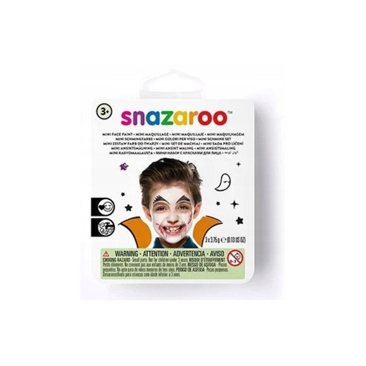 Боя за лице и тяло, Snazaroo, 3 цвята, с инструкции, за деца, 18 месеца употреба