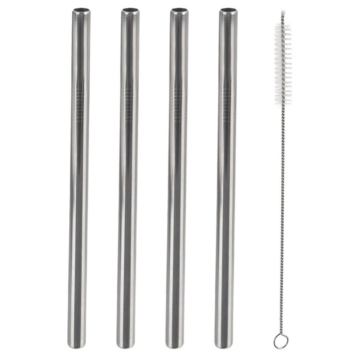 Set Paie Din Otel Cu Perie, Orion, El, 5 Elemente, 215x08 cm, Sticla, Reutilizabile, Usor De Curatat, Inox, Argintii