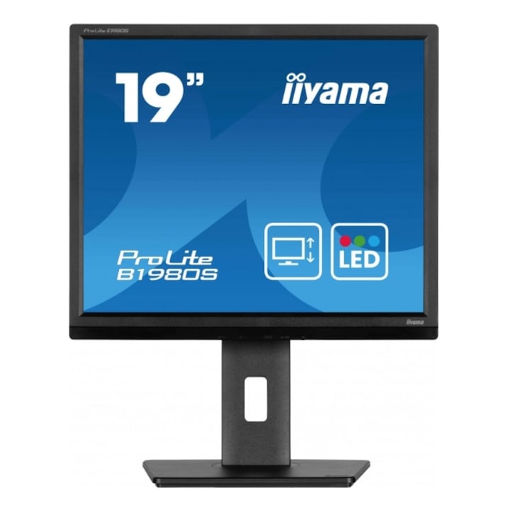 Монитор TN LED Iiyama 19" B1980S-B1, 1280 x 1024, HDMI, DisplayPort, Високоговорители, Pivot, 75 Hz, 3 ms Черен