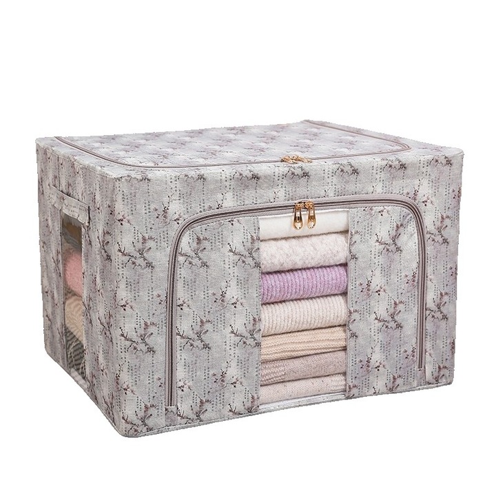 Cutie Depozitare, 66L, Gri, 50x40x33cm, cu fermoar