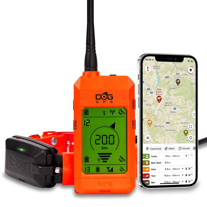 Dogtrace X30 set, dispozitiv GPS pentru urmarirea cainelor, portocaliu, cod: 6131