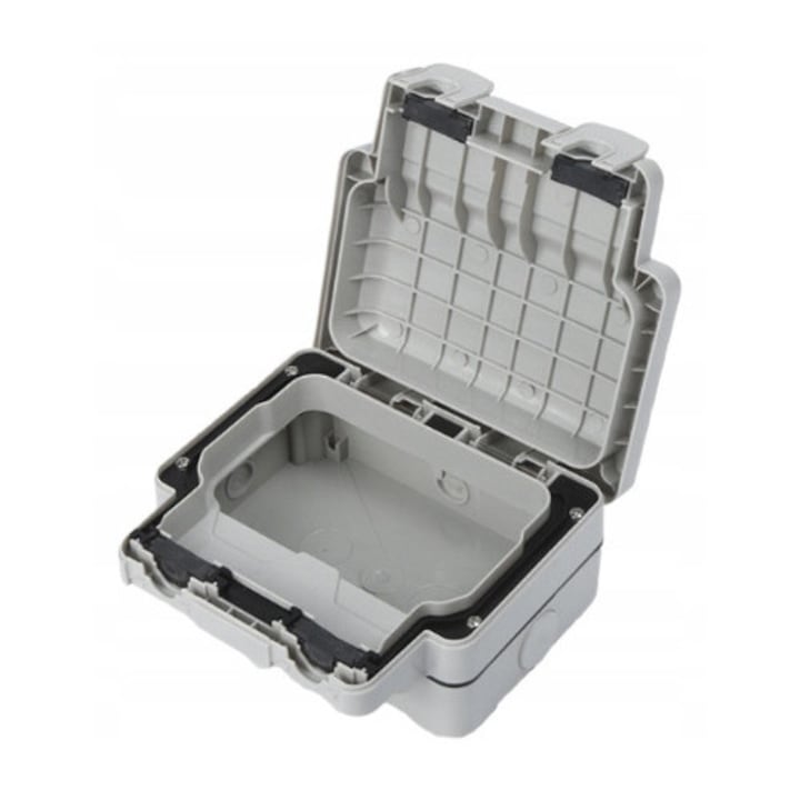 Cutie de prize, Dubla, Exterior, IP66, 13A, Impermeabila, Alba, Policarbonat, Setul include: 1 bucata, Protectie impotriva apei, Protectie impotriva prafului, Montare aparenta