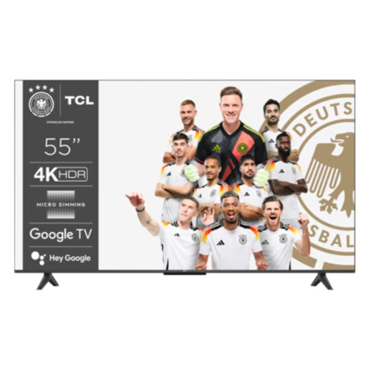 Televizor LED TCL 55P69B, 139 cm, 4K UHD, HDR, Smart TV, control vocal, Dolby Audio, Google TV