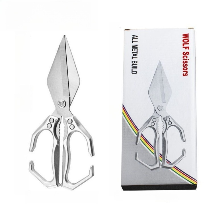 Foarfeca de bucatarie, Ronyes, multifunctionala, inox, argintiu, 23,5x10,5cm